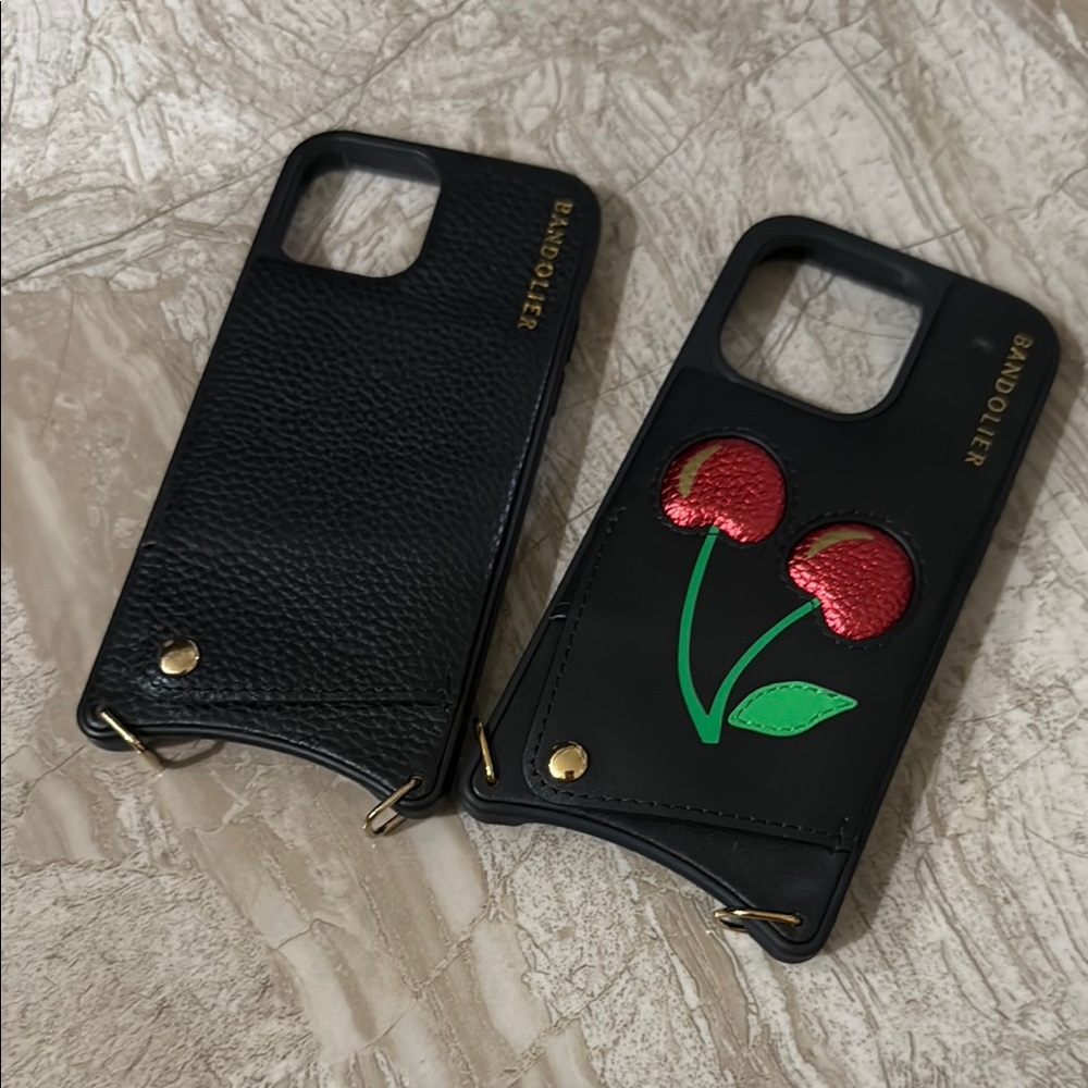 EUC Cherry Bandolier case for Iphone 14 pro (Plain Black SOLD)